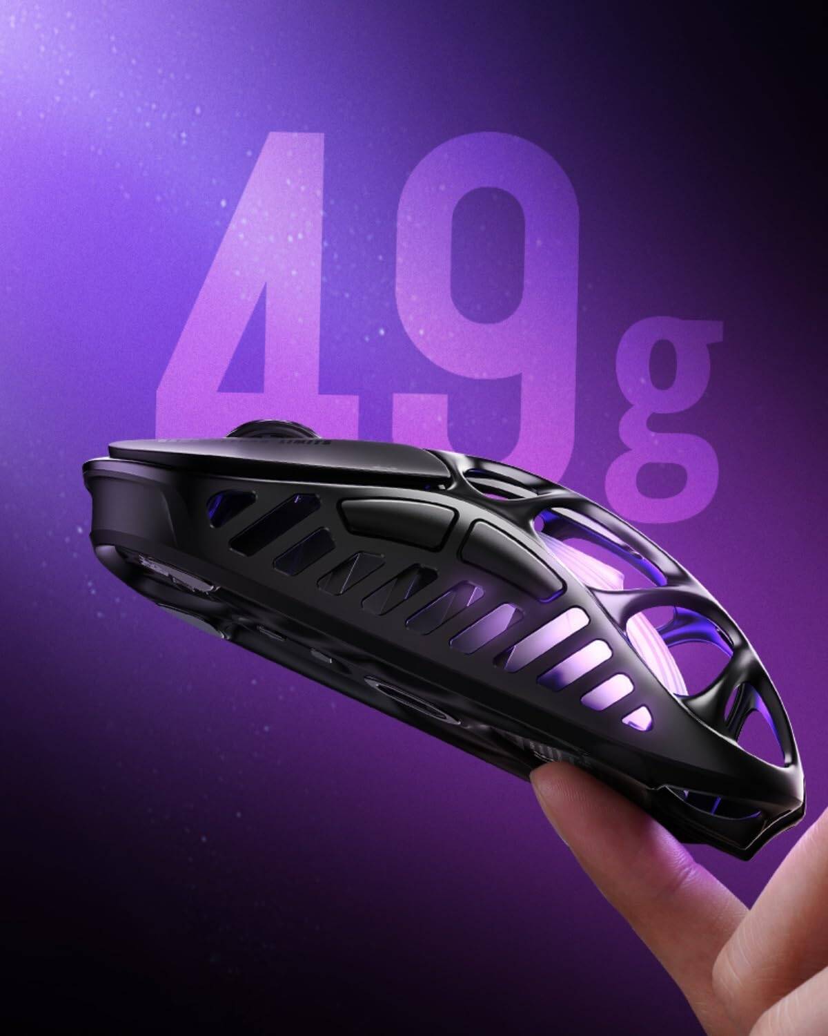 GravaStar Mercury X Pro Wireless Gaming Mouse, Come with 8K Dongle 32,000 DPI 3950 Sensor, 8,000Hz Polling Rate, 49g, Magnesium Alloy Hollow Frame, RGB Lighting, 5 Programmable Buttons, Grey | X Pro thumbnail 3