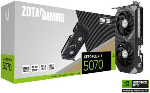 ZOTAC GAMING GeForce RTX 5070 Twin Edge Graphics Card, 12GB GDDR7 192-Bit Memory, 2512 MHz Engine Clock, 28 Gbps Memory Clock, 6144 CUDA Cores, PCI Express 5.0 x16 | ZT-B50700E-10P - Image 1