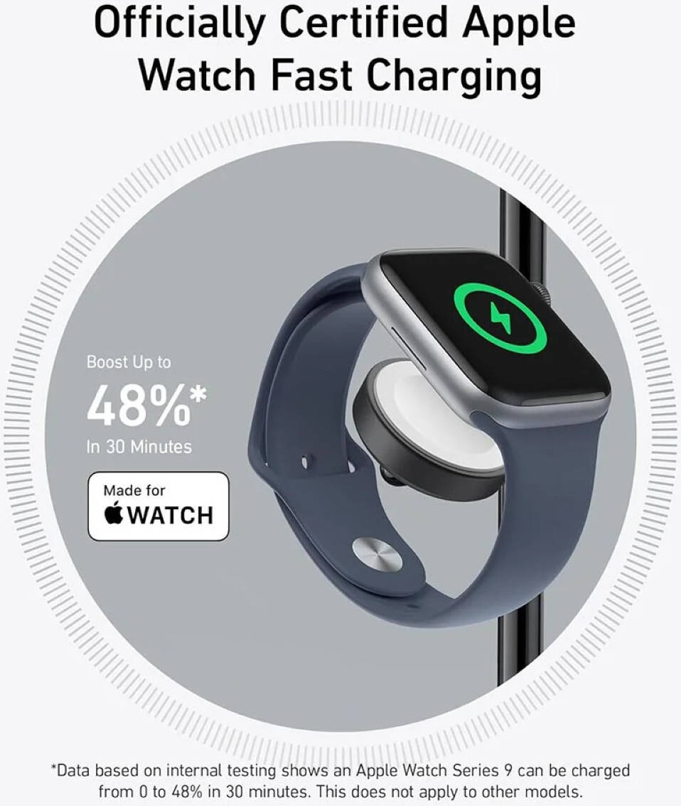 Anker MagGo 3-in-1 Wireless Charging Station With Cable And Charger, 15W, Foldable Design, Qi2 Certification And MagSafe compatible, ActiveShield Technology, Black | B25M3V11 thumbnail 8