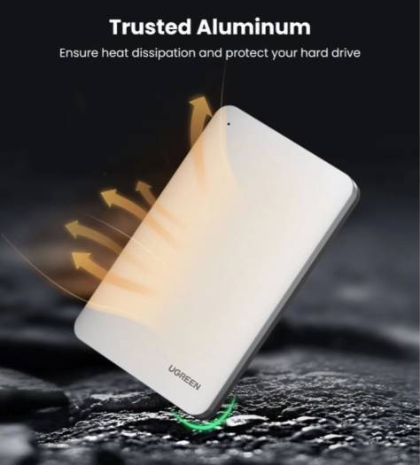 UGreen USB C Hard Drive Enclosure for 2.5" SATA SSD HDD, Aluminum USB C to SATA Adapter USB 3.1 Gen 2 Support, Compatible with MacBook Pro/Air, WD, Seagate | 70499 thumbnail 4