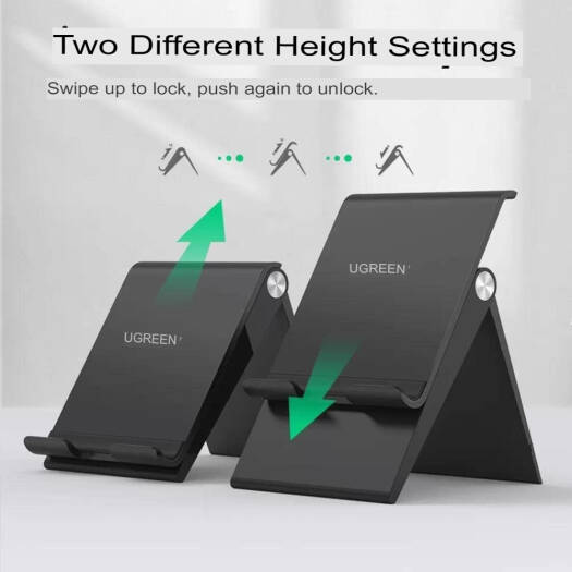 UGREEN Foldable Phone Holder, Height & Multi-Angles Adjustable, Anti-Slip Bottom Pad, Reserved Charing Port, Black | 80903 thumbnail 5