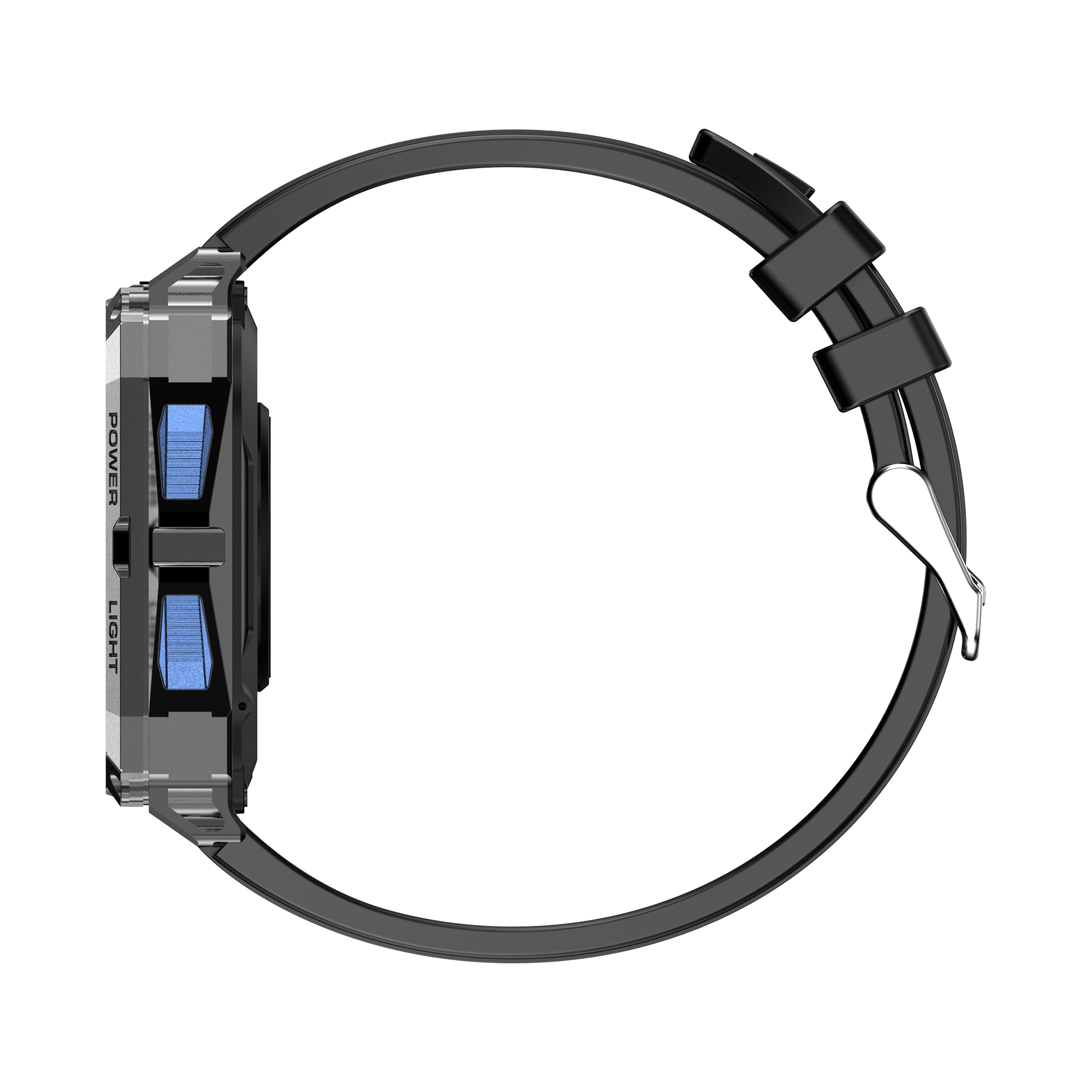 SWISS MILITARY ALPS SPORTS WATCH AMOLED ADVENTURE, BLUE BUTTON, GUN FRAME, BLACK SILVER STRAP thumbnail 3
