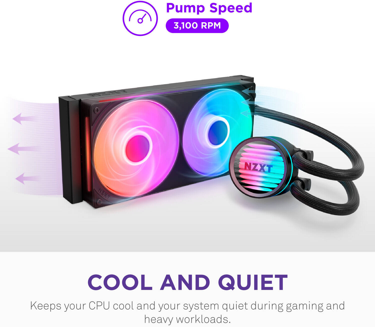 NZXT Kraken Core 360 RGB Liquid CPU Cooler, 360mm Radiator, F360 RGB Core Fan, 2400 RPM Fan Speed, 75.05 CFM Airflow, Fluid Dynamic Bearing, Black | RL-KR36C-B1 thumbnail 8