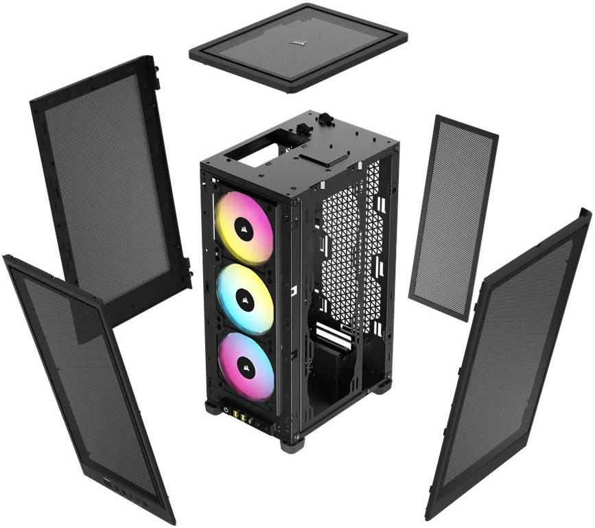Corsair 2000D RGB AIRFLOW Mini-ITX PC Case, Optimal Airflow Design, Mesh on All Sides, Up to 360mm Radiator & 8 Fans Support, Black | CC-9011246-WW thumbnail 10