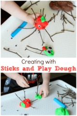 Creating with sticks and play dough large