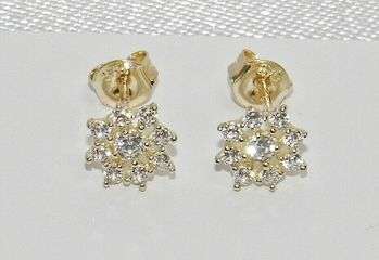 9ct gold diamond cluster stud earrings   solid 9k gold   gift boxed code 49.95