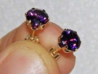9ct gold 1.00ct amethyst stud earrings   new   solid 9k gold code 18.95