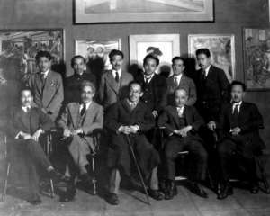 052 a group photograph taken at a japanese exhibition in 1927