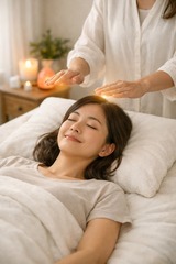 Serene reiki healing session in progress 2