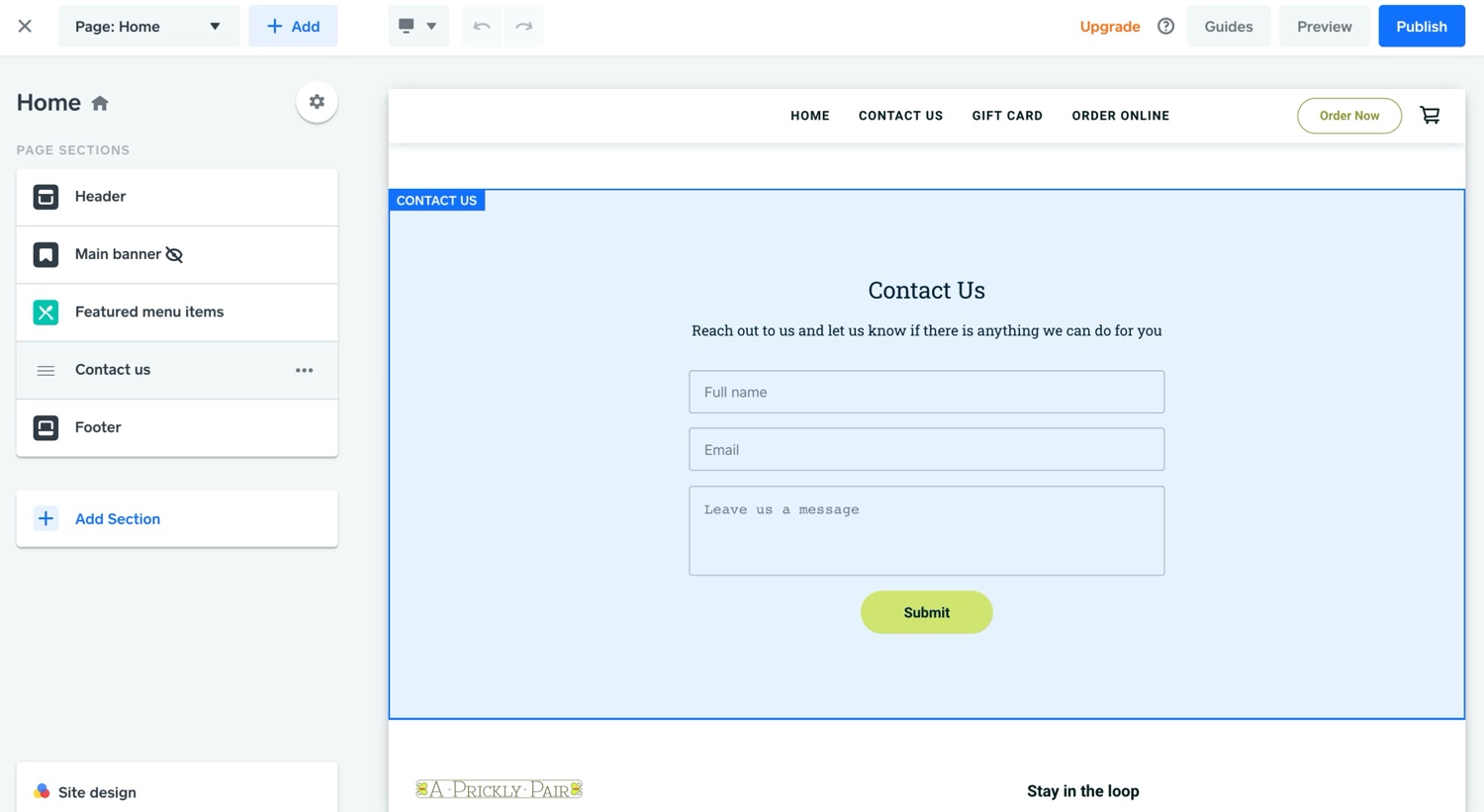 Weebly website builder editor showing the simple drag-and-drop interface.