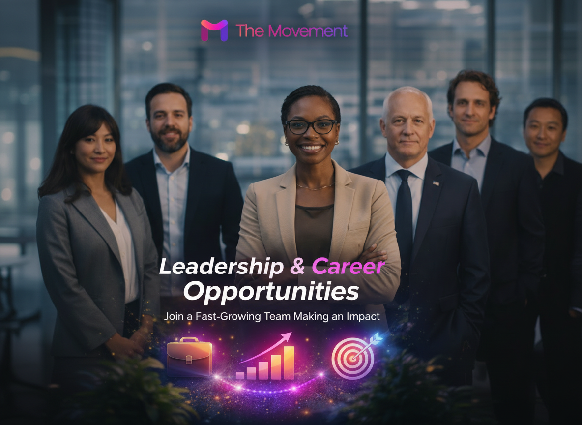 <p><strong>Leadership & Career Opportunities Related to The Movement</strong></p><p><strong>Global Director & Leadership Roles (Remote)</strong></p><p>The Movement is expanding rapidly and currently has open leadership-focused positions designed to support growth in communities and on college campuses. These roles are ideal for individuals with<strong> proven leadership experience</strong> who are passionate about building teams, creating impact, and helping drive a mission-centered network.</p><p><strong>Open Leadership Positions Include:</strong></p><p><strong>• Global Director</strong> – Provides high-level leadership and strategic oversight for The Movement’s national and international growth initiatives.</p><p><strong>• Regional Director</strong> – Leads operations and expansion across multiple cities or region while mentoring campus and community leaders.</p><p><strong>• Zone Manager</strong> – Manages local territories, coordinates campus outreach, and supports team development within assigned zones.</p><p><strong>• Prior leadership or management experience</strong> (business, campus organizations, nonprofits, or community initiatives)</p><p><strong>•</strong> Experience<strong> leading teams, mentoring others, or managing projects</strong></p><p>• Strong <strong>communication and networking skills</strong></p><p><strong>•</strong> Ability to <strong>organize events, coordinate outreach, and build partnerships</strong></p><p><strong>•</strong> A passion for <strong>supporting local businesses and strengthening communities</strong></p><p>• Entrepreneurial mindset with the ability to <strong>work remotely and manage responsibilities independently</strong></p><p><strong>What These Roles Offer:</strong></p><p>• Opportunity to <strong>lead meaningful change within your community</strong></p><p>• Ability to <strong>build and manage your own teams and territories</strong></p><p><strong>• </strong>Flexible <strong>remote leadership positions</strong></p><p><strong>•</strong> A chance to <strong>work directly with college campuses and local businesses</strong></p><p><strong>• </strong>Professional growth through <strong>mission-driven leadership experience</strong></p><p>Interested candidates are encouraged to <a target="_self" href="https://www.theivhallgroupllc.com/the-movement-apply-now"><span style="color:rgb(243, 18, 18)"><strong><em><u>APPLY HERE NOW</u></em></strong></span></a> to <strong>schedule a Discovery call </strong>to learn more about the opportunity and how they can play a leadership role in expanding The Movement.</p>
