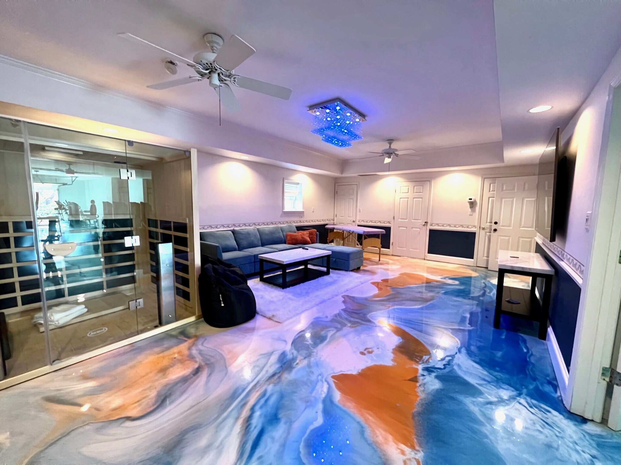 <span>Pool/ Beach Bar Media Room, Gym Adjacent so Sandy Wet People can not worry about floors</span>