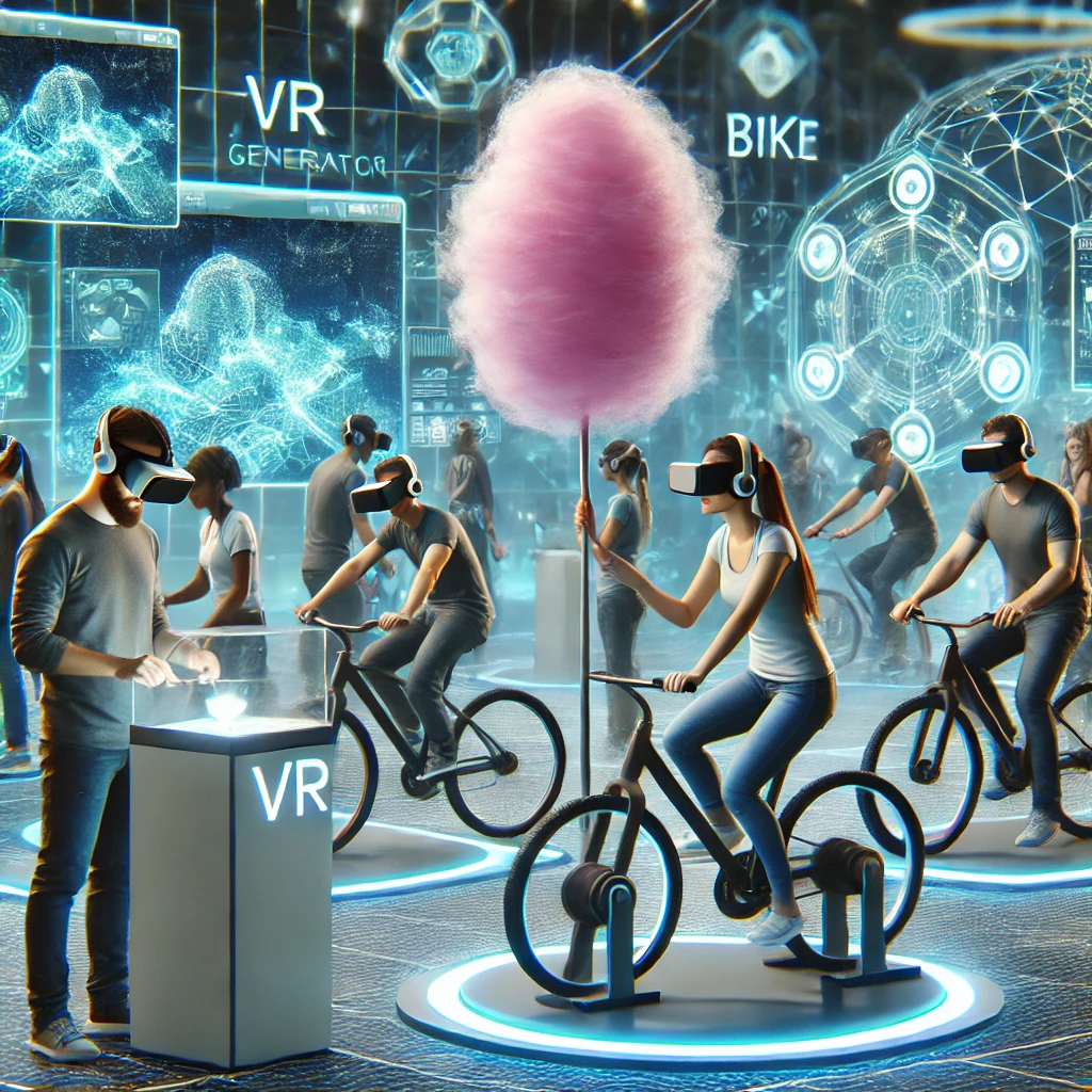 <span><span style="color:#e13398">VR 솜사탕</span> 자전거발전기</span>