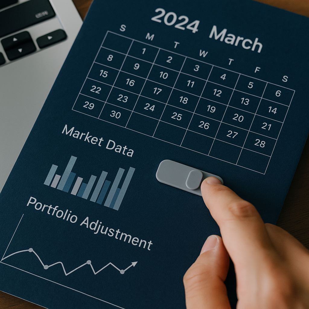 Adjusting a dial to symbolize tactical asset allocation and dynamic portfolio strategy