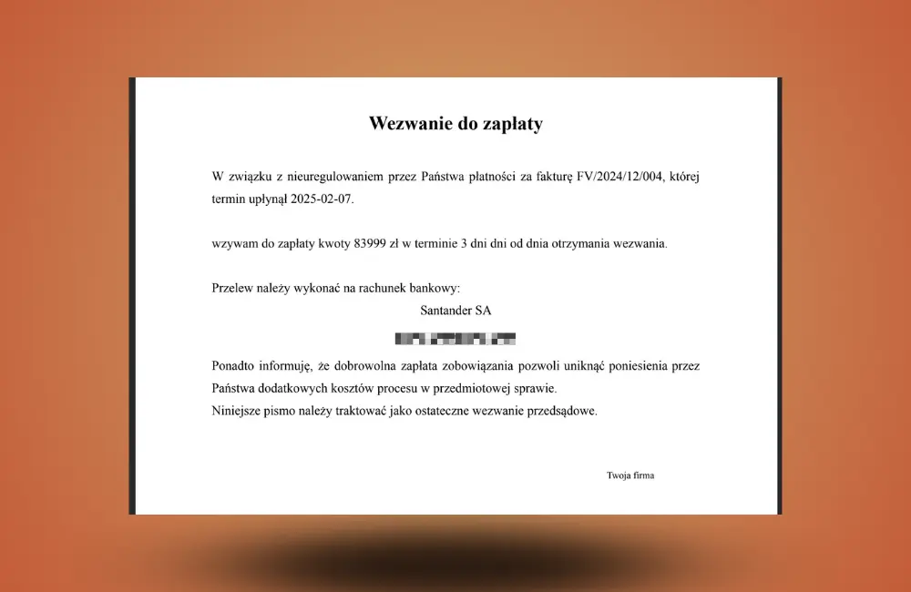 <span>Generowanie wezwania do zapłaty</span>