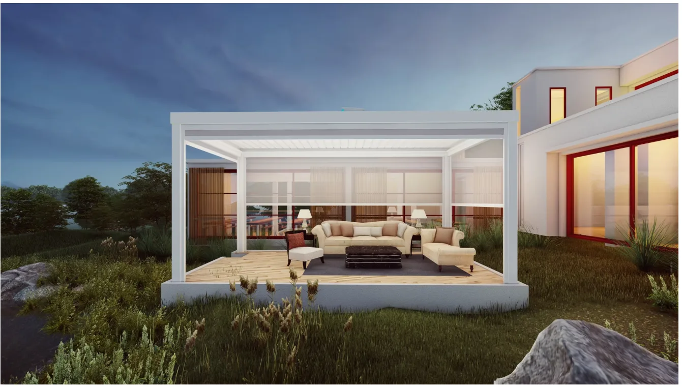 Modern Pergola Shade System – Motorized Comfort with Custom Finishes