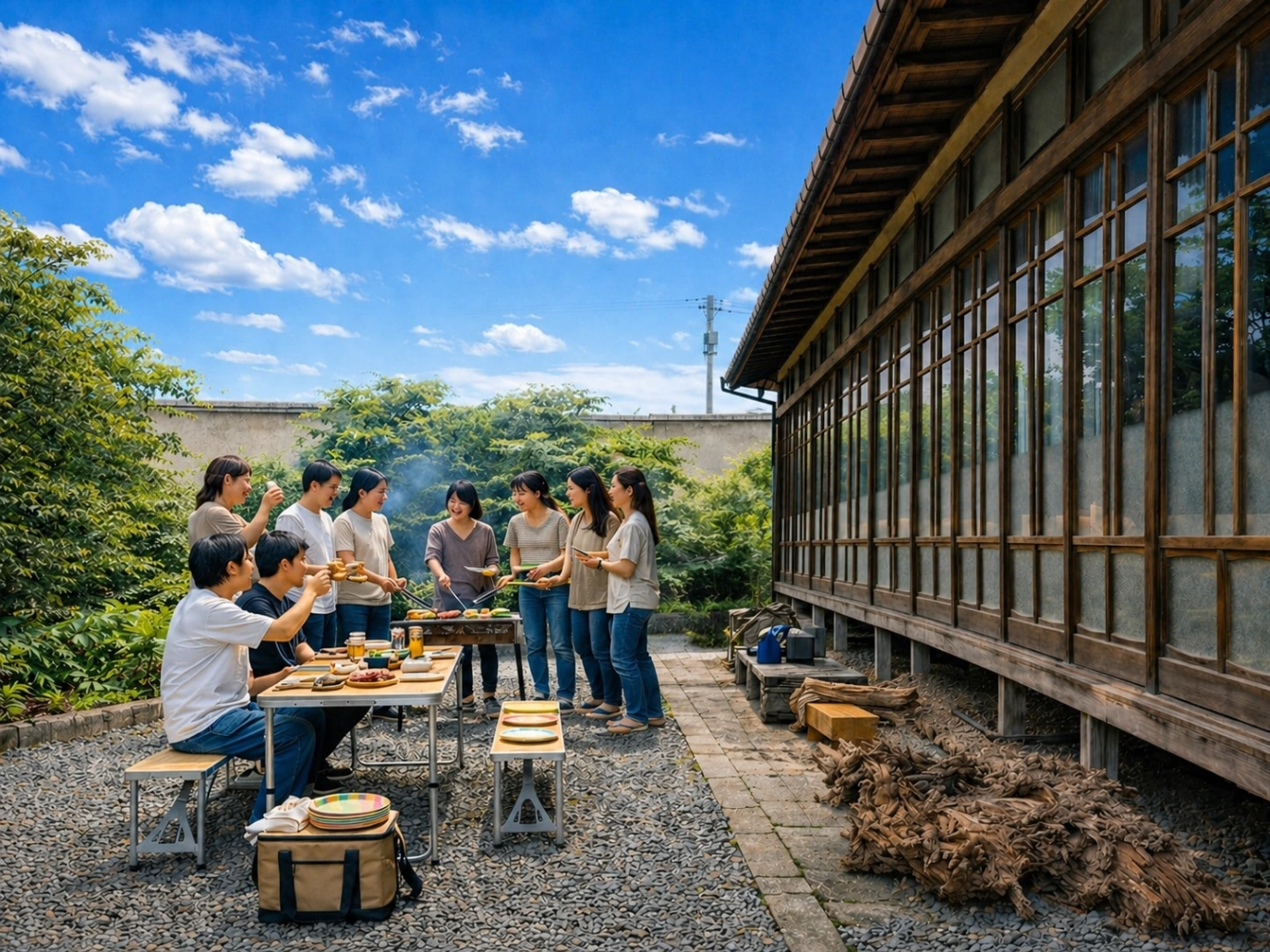 <span>庭で楽しむ、里やのBBQ</span>