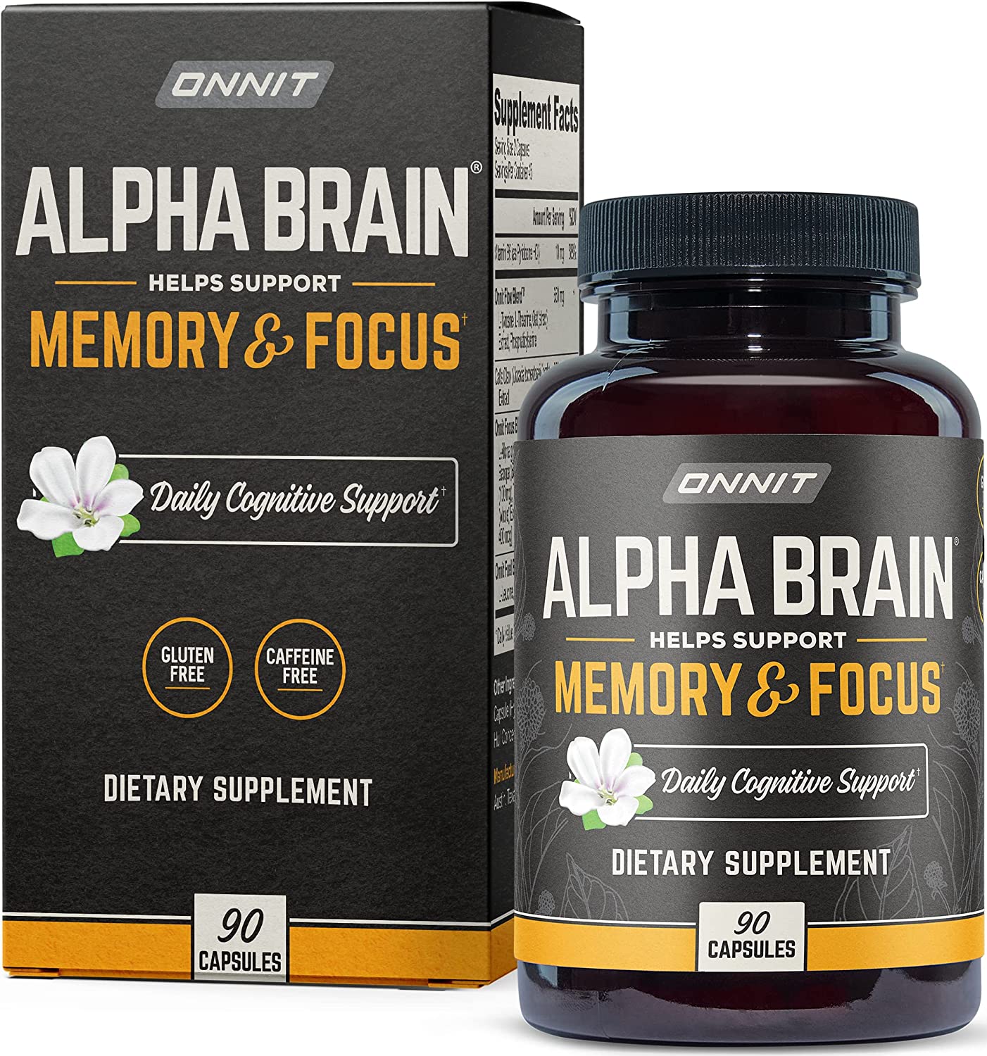 ONNIT Alpha Brain Premium Nootropic Brain Supplement, 90 Count, for Men & Women 