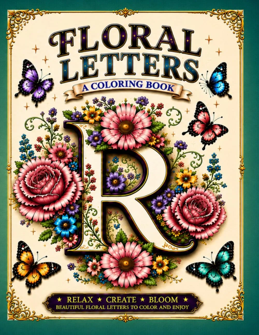 Floral ABC Coloring Book