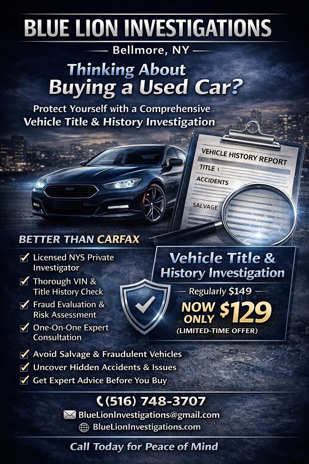 <span>Buying a Used Car? Vehicle Title & History Investigation</span>