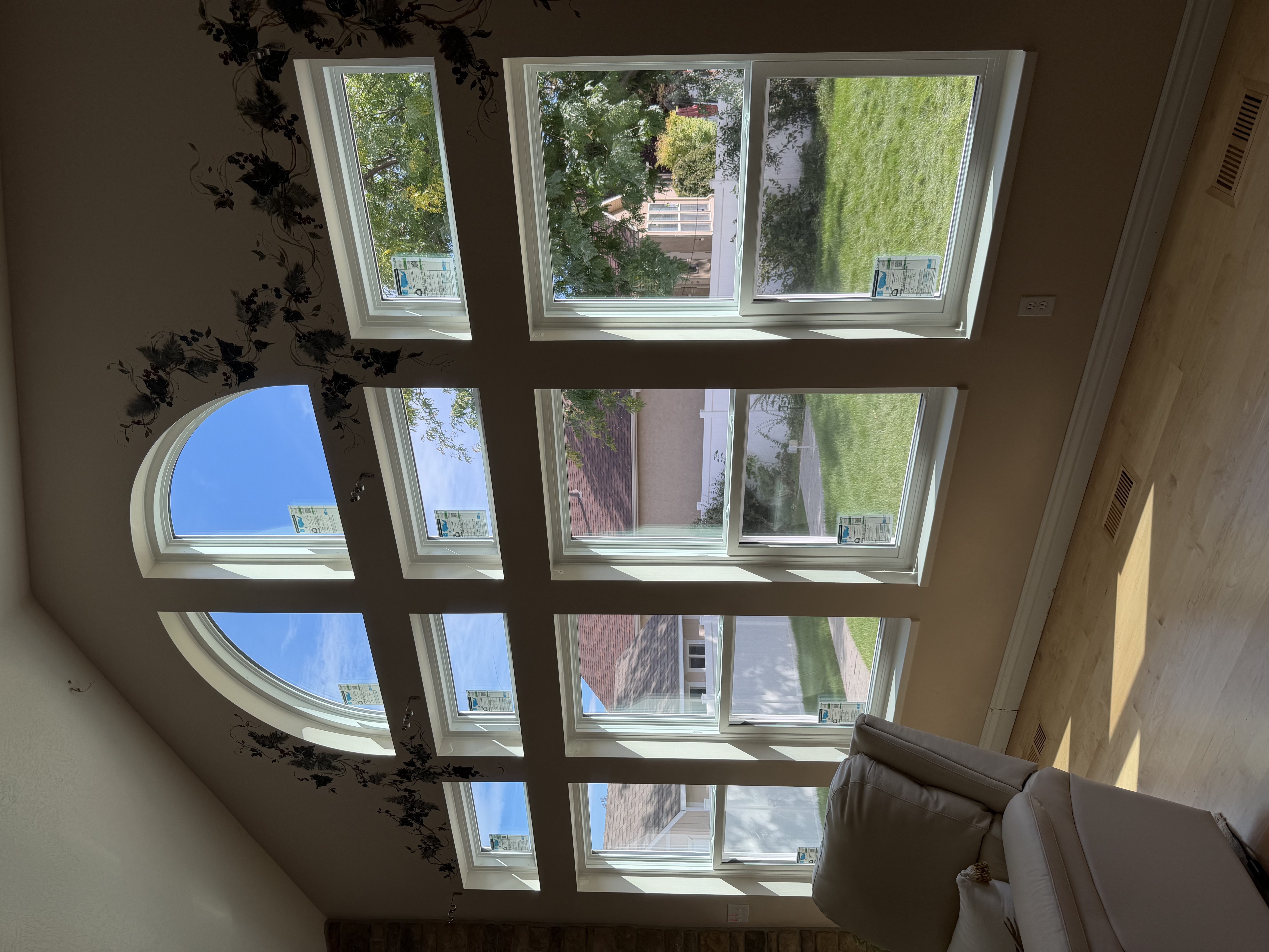 Different types of window materials and glazing options displayed in a showroom