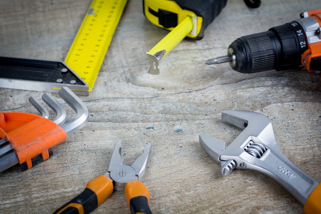 Scale, Drill Machine, Wrench and Pliers