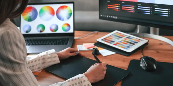 Designer working on colour palettes
