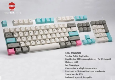 Tai-Hao ABS 104 keys Cubic Profile Grey + Blue