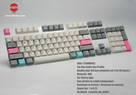 Tai-Hao ABS 104 key Cubic Profile Grey + Blue+Pink