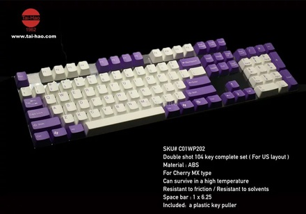 Tai-Hao ABS-104 / White&Purple Keycaps
