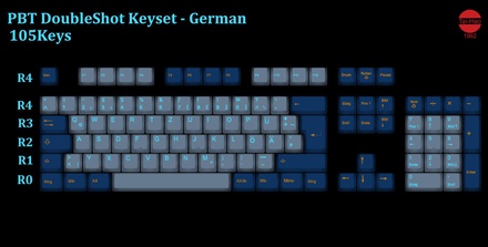 105-Key PBT Double Shot Tai-Hao keycaps set DE