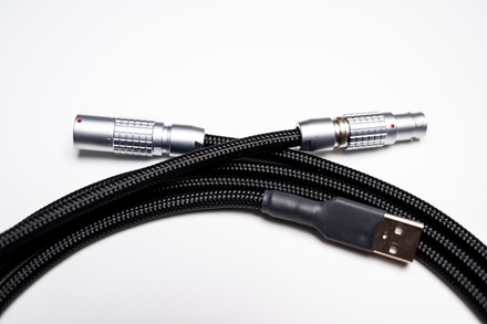 Non-coiled LEMO custom USB cable/ Blackest Black