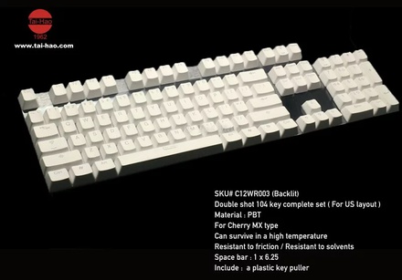 Tai-Hao PBT Backlit-104 keys-Orchid White