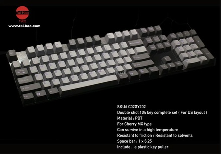 Tai-Hao PBT-104 Dark/Grey & Light/Grey Keycaps