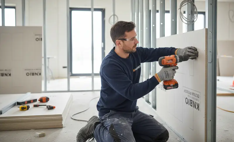 Montáž sadrokartónovej priečky/steny s doskami Knauf Habito (extrémna pevnosť/nosnosť)