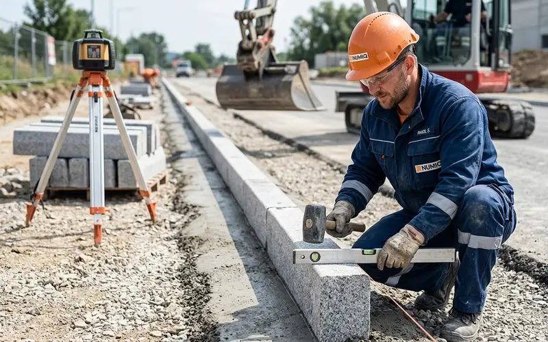 Straßenbordsteine setzen