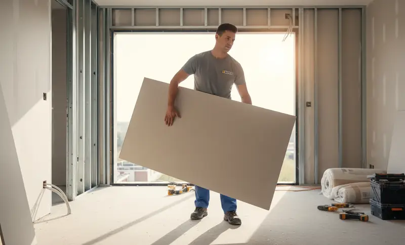 Hochtragen von Gipskartonplatten ins Obergeschoss