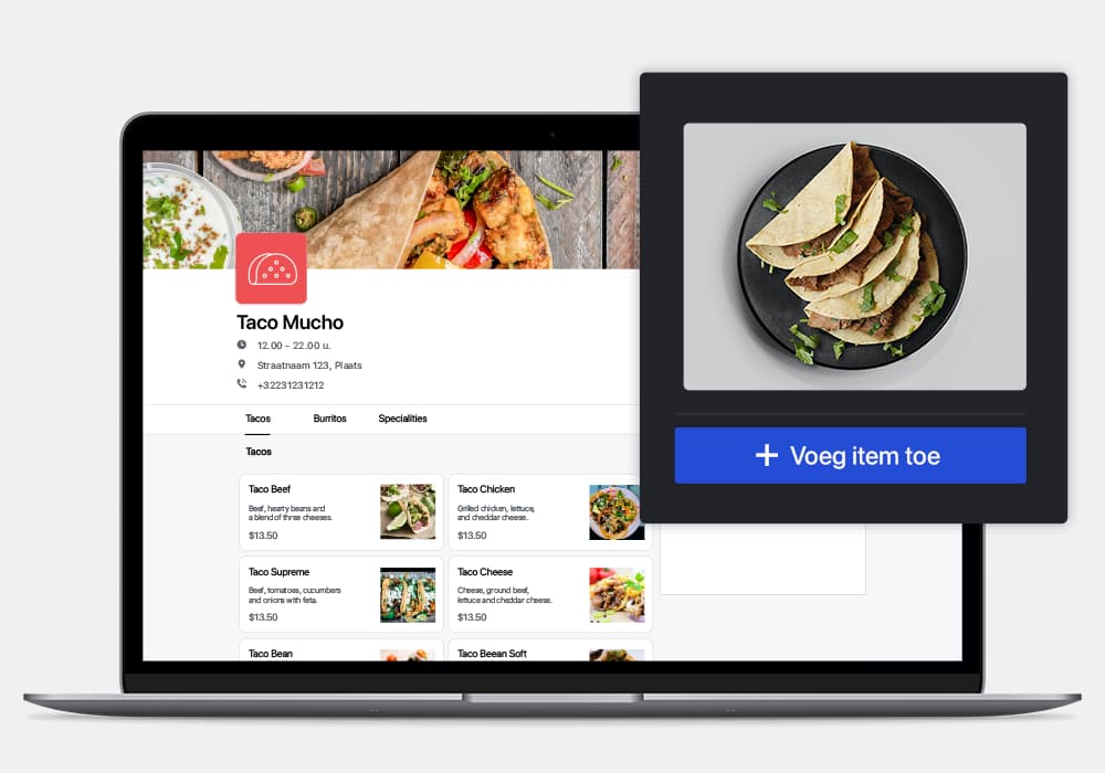 Bied bestellingen aan zoals u het wilt met een volledig aanpasbaar online platform.