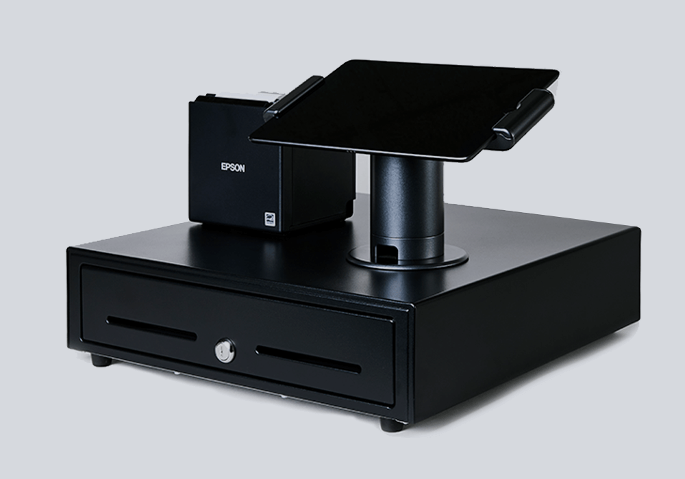 Zwarte kassa met bonprinter