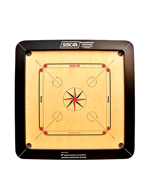 Siscaa Champion Fighter, English Birch Ply Black Carrom Board