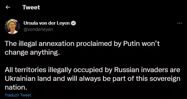 Tweet de Ursula von der Leyen