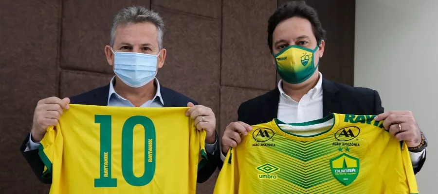 Mauro Mendes, governador de Mato Grosso, e Alessandro Dresch, presidente do Cuiabá - AssCom Dourado