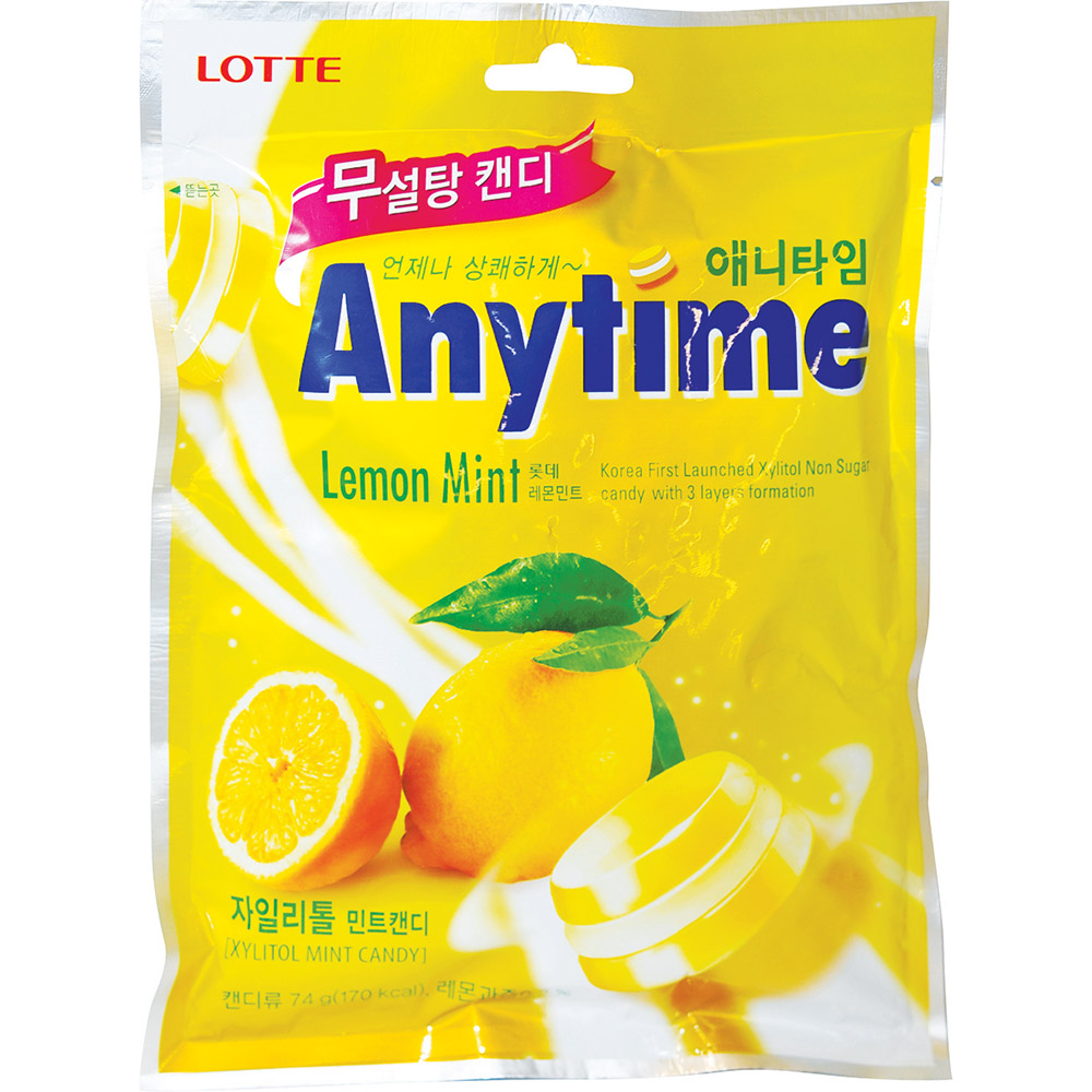 Kẹo không đường Anytime Lotte hương chanh bạc hà 74g - MM Mega Market