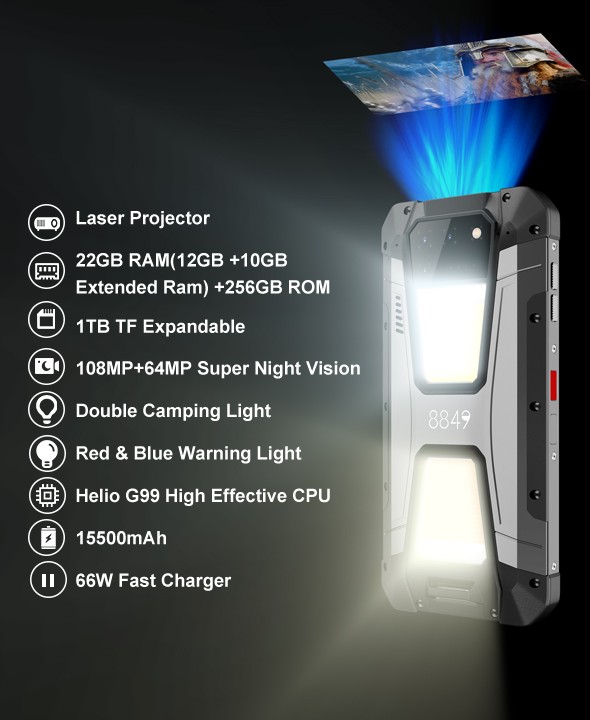 8849 Tank 2 by Unihertz Projector Rugged Smartphone Camping Light up to  22GB 256GB Cellphone 108MP G99 Night Vision Mobile Phone - China New Design  Phone and Mobile Phone price