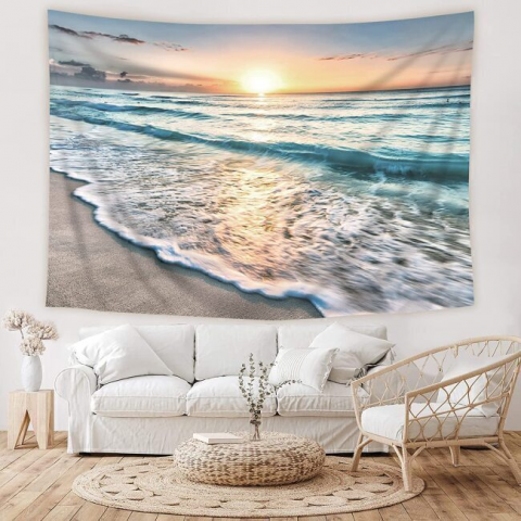 Hawaiian Seaside Wave Tapestry For Bedrooms, Wall Hanging Home ...