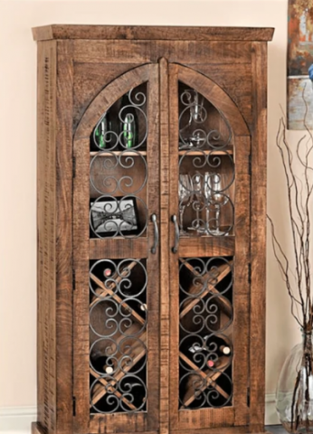 Classic Contemporary Liquor Storage Cabinet - Solid Wood Bar Furniture