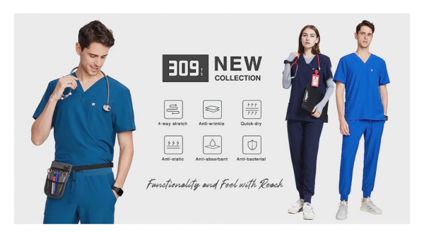 High-Quality Jogger Style Blue Medical Scrubs Like Figs & Cherokee