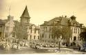 Groups of children in school yard, Stephens Hall Dedication, Crookston, Minnesota.