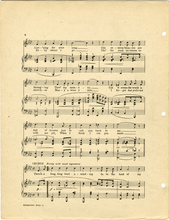 page 4 of There's a long, long trail : song