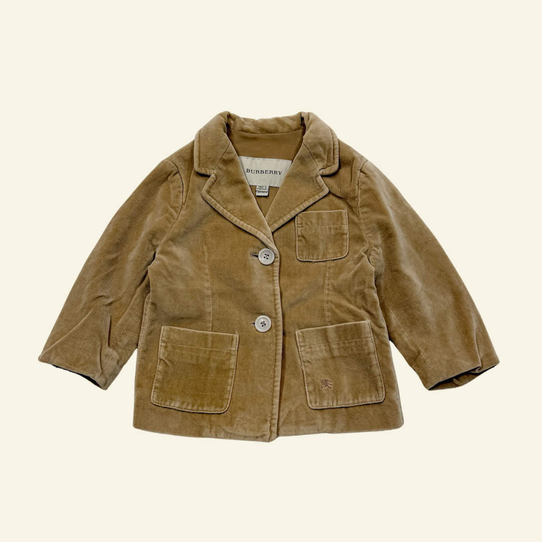 버버리 키즈 라이트 브라운 벨벳 자켓 18m